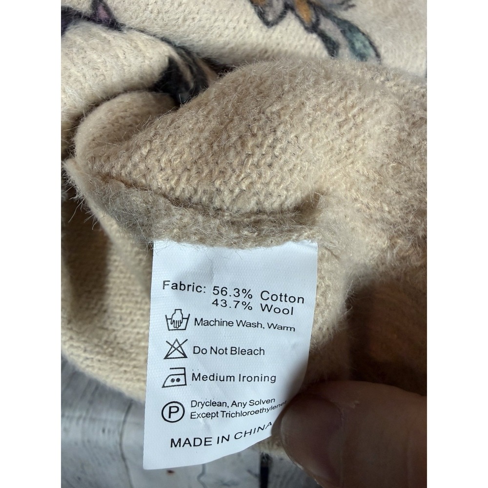 Women Floral/Botanical Wool/Cotton XL Button Front Cardigan Earthtone WIldflower - Picture 8 of 8